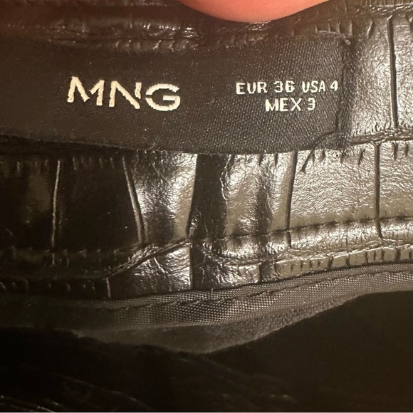 Mango Black Croc-Embossed Straight Leg Pants - Picture 7 of 7